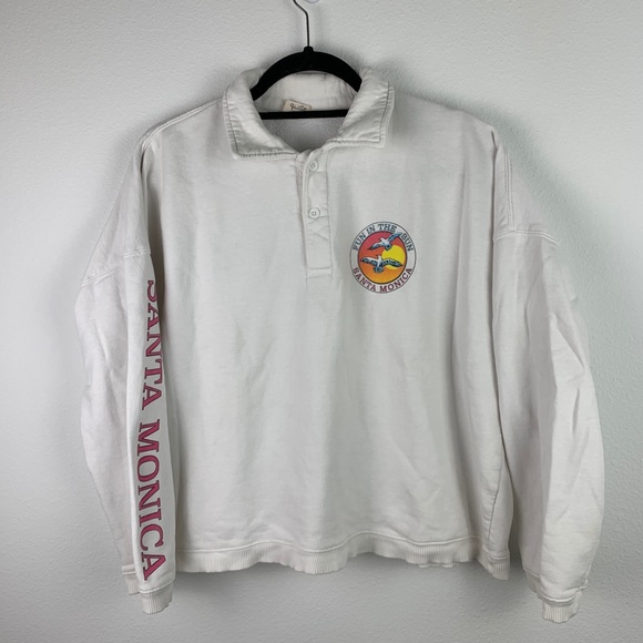 John Galt Brandy Melville Santa Monica Collared Sweatshirt - Picture 1 of 6